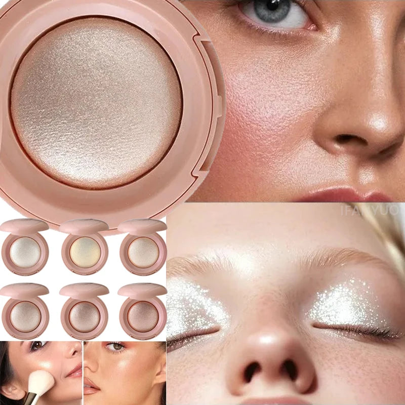 Long-lasting Waterproof Highlighter Palette with Natural Gloss & Shimmer - Multiple Colors