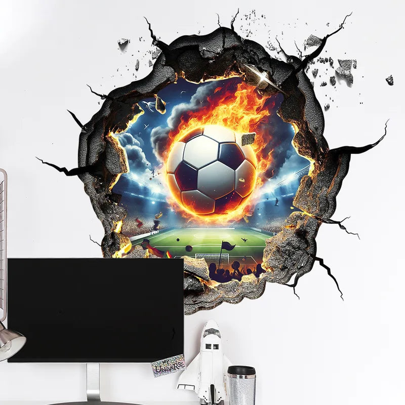 Soccer Hole Wall Sticker Football Celebration Decor for Birthday Party