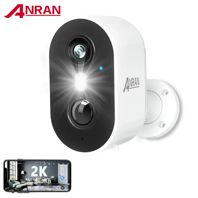 Wireless Security Camera with 2K Resolution, IP65 Weatherproof, PIR Motion Detection