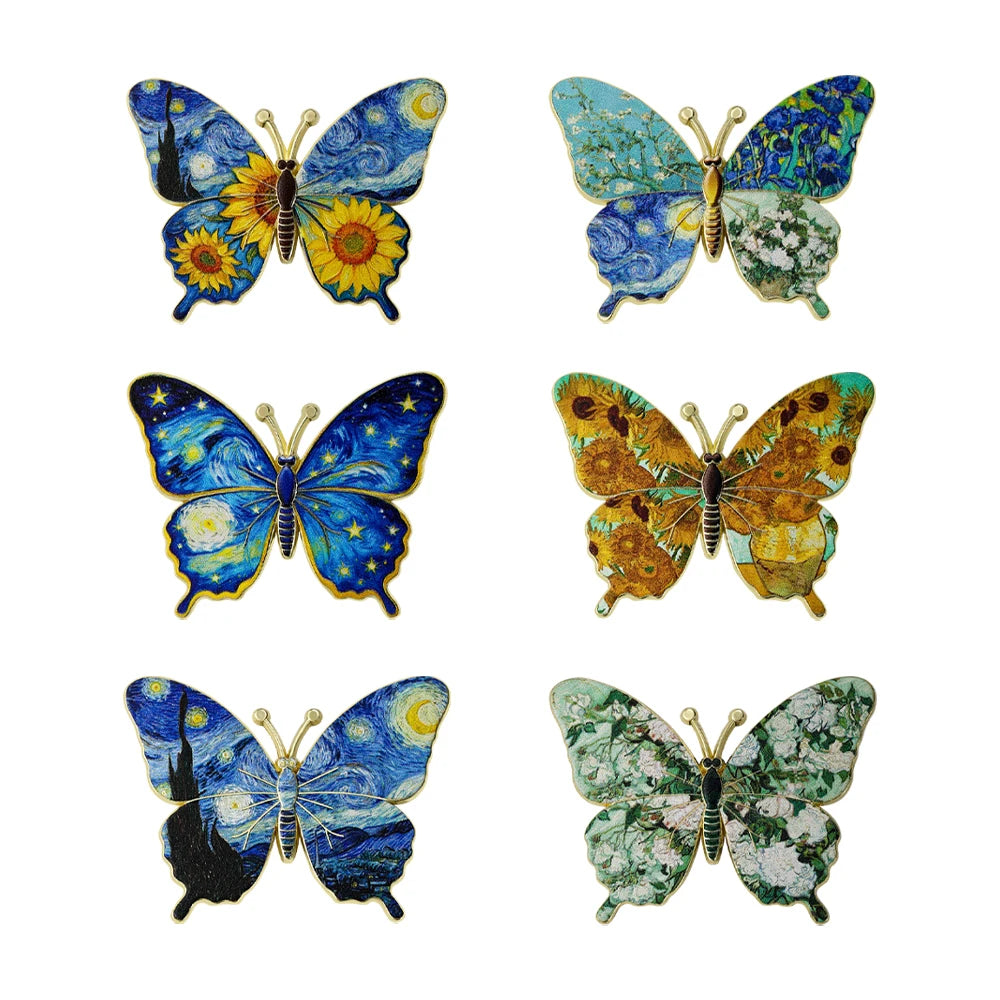 6-Pack Big Flower Butterfly Brooches for Women's Clothing Accessories