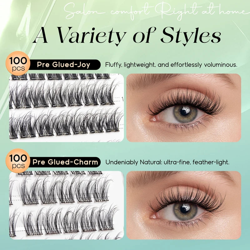 Self Adhesive Fake Eyelashes 10-16mm No Glue Needed Natural Cluster Lashes