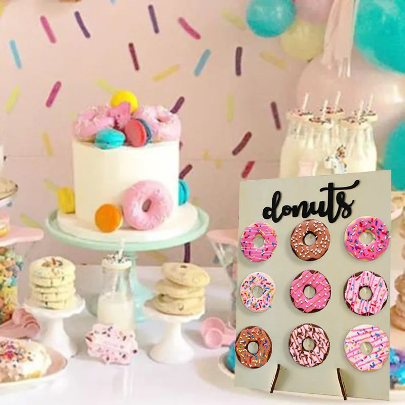 Wooden Donut Stand Wall Decor for Weddings and Parties - Dessert Display