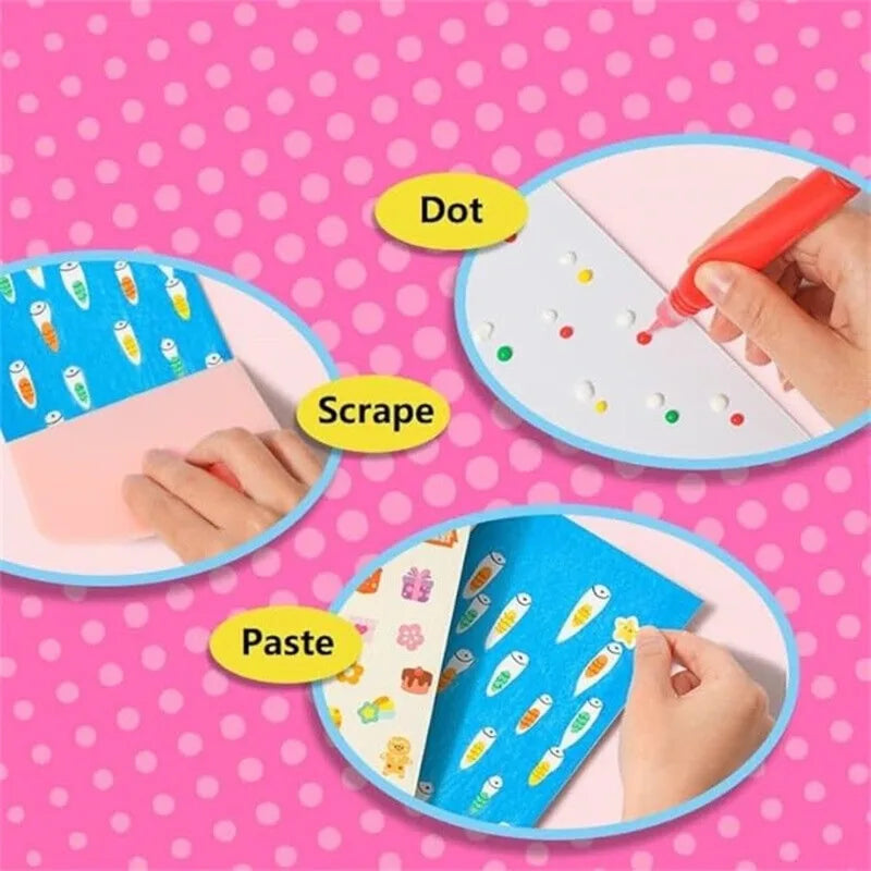 Kids Drawing & Painting Kit with Papers Paints & Squeegee - Animal Pattern DIY Art Set