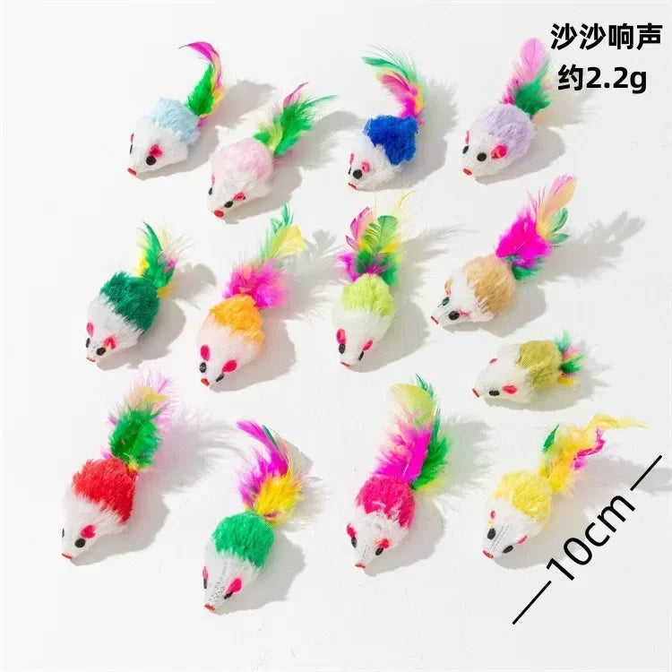 Interactive Catnip Mouse Toys Pack - Soft Plush Feline Playthings for Indoor Cats