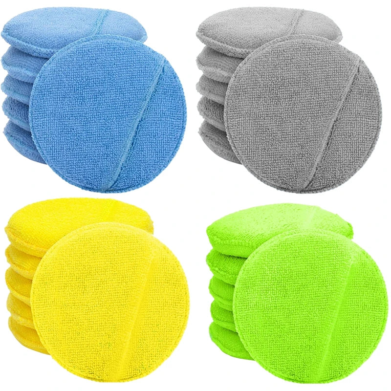 Microfiber Car Wax Applicator Pads Set - Reusable Buffing & Polishing Sponges
