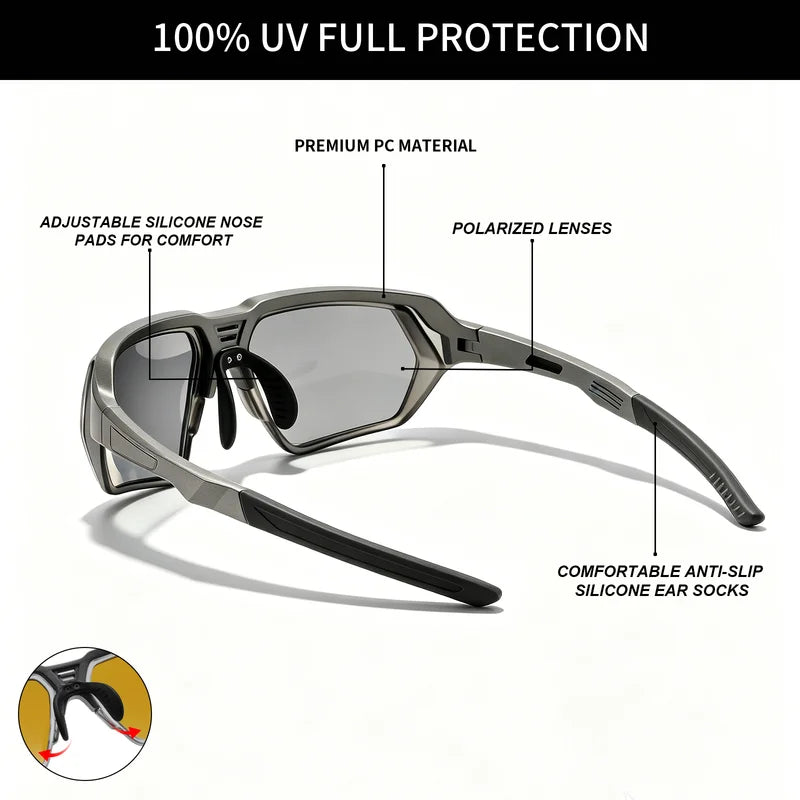 Men's Photochromic Polarized Sunglasses - UV400 Outdoor Sports Eyewear