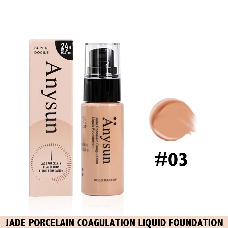 Long-Lasting Liquid Foundation Concealer Waterproof Sweatproof Natural Matte Finish