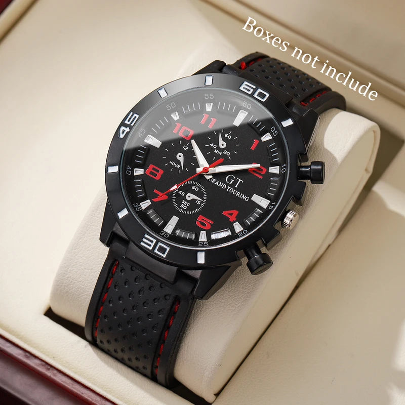 Men's Sport Silicone Band Quartz Watch with Arabic Dial - Waterproof, Multiple Colors