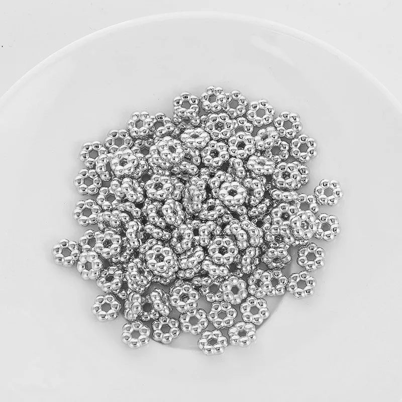 Assorted 4mm Flower Spacer Beads Gold Plated Snowflake Jewelry Making Supplies