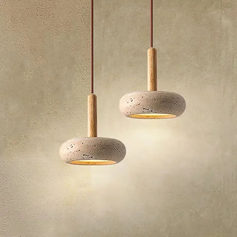 Wabi Sabi Circular Yellow Stone Pendant Lamp for Commercial & Home Decor