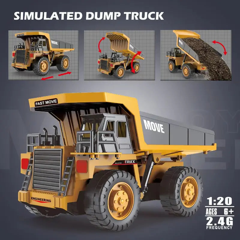 Remote Control Construction Vehicle Set - Excavator & Dump Truck Toys for Kids