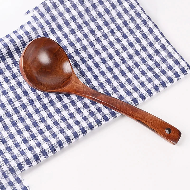 Wooden Soup Ladle Spoon Kitchen Utensils Set Non Stick Pot Cutlery Tableware