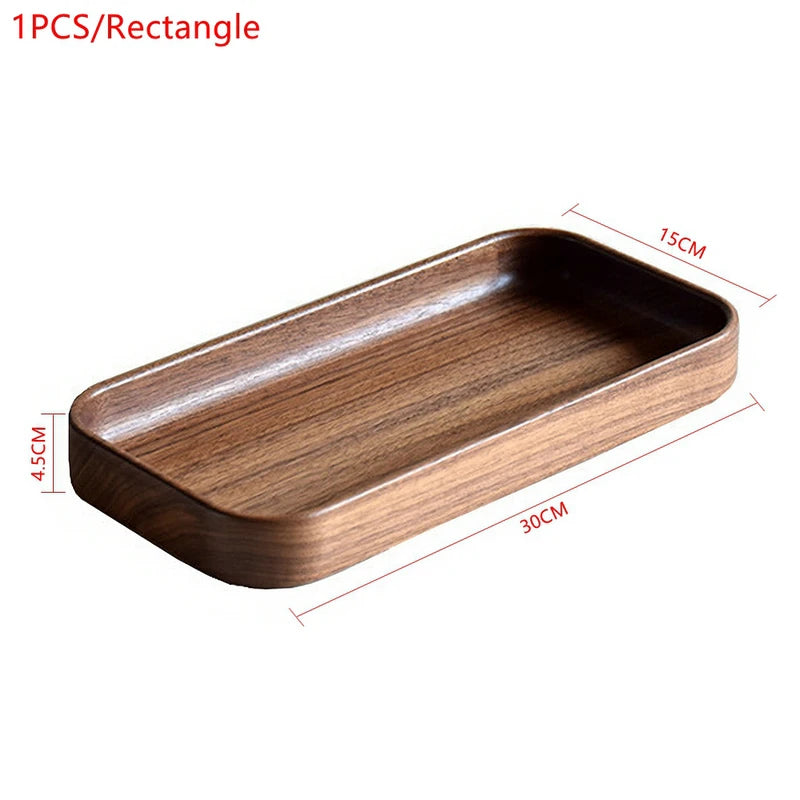 Wood Serving Tray with Compartments - Dessert, Snack, Fruit Storage Organizer for Kitchen or Home Decor