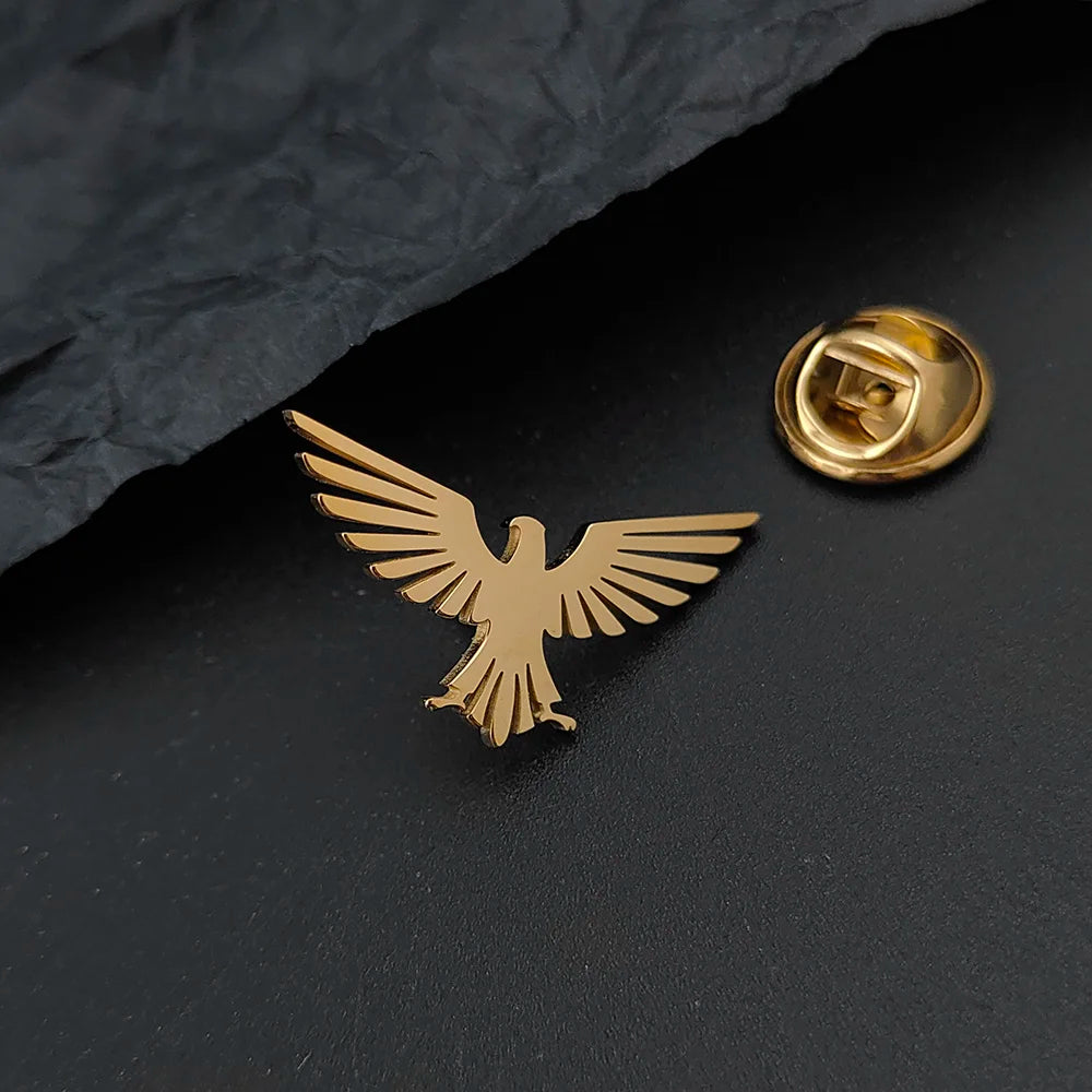 Fashionable Stainless Steel Flying Bird Brooch - Lapel Pin for Men & Women