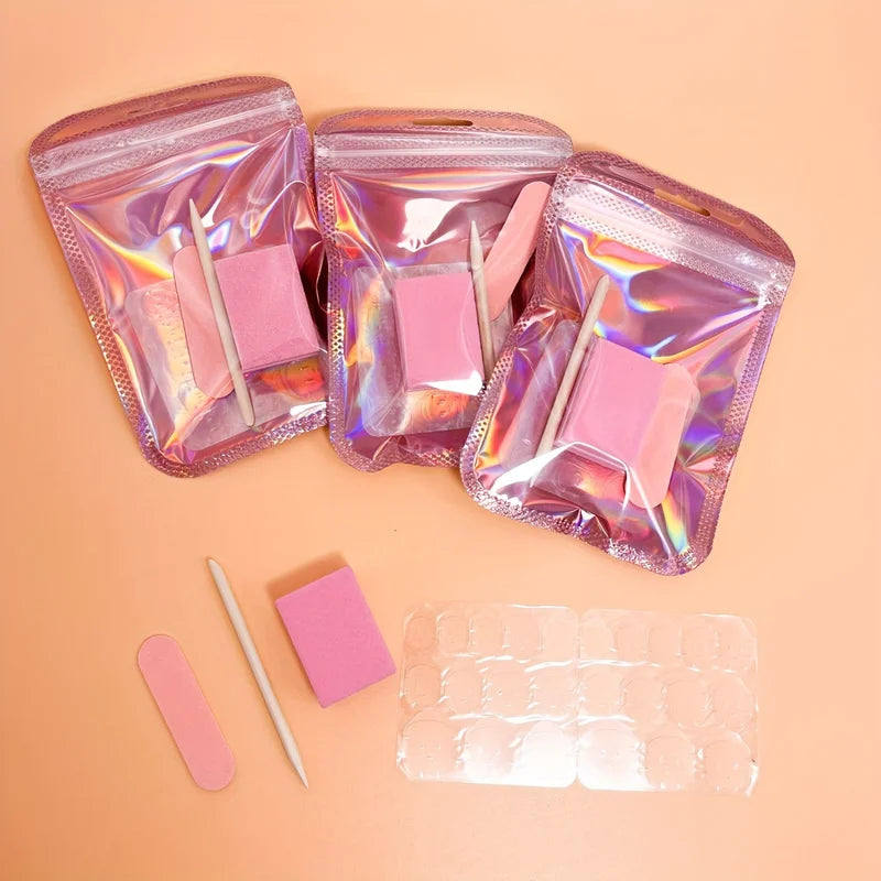 15-Piece Press-On Nail Kit with Tools and Adhesive Tabs - Manicure Set for Nail Prep