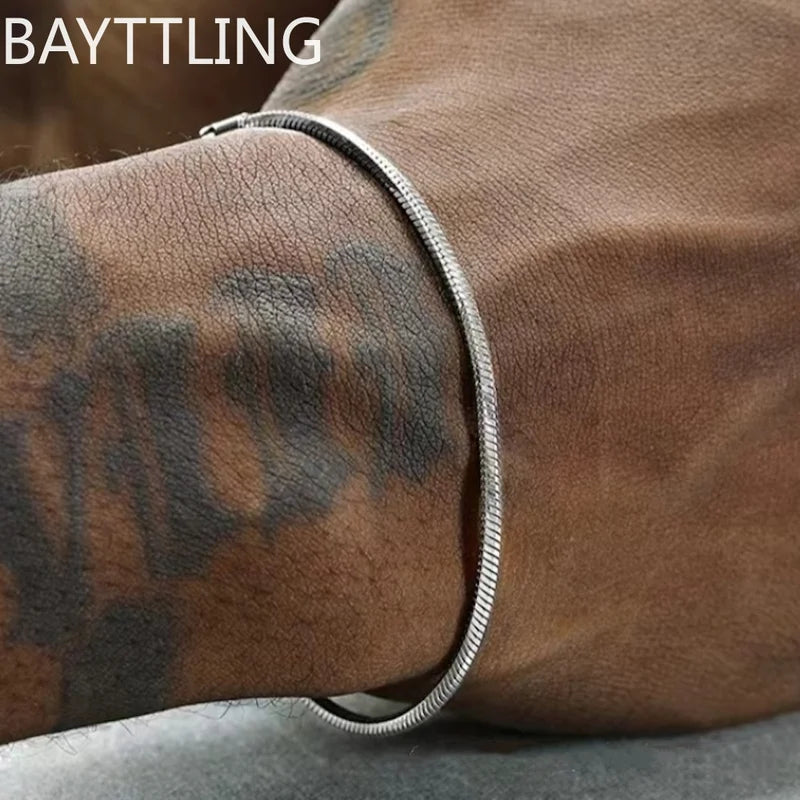 925 Sterling Silver Snake Chain Bracelet Men Women Hip Hop Jewelry 16-23cm