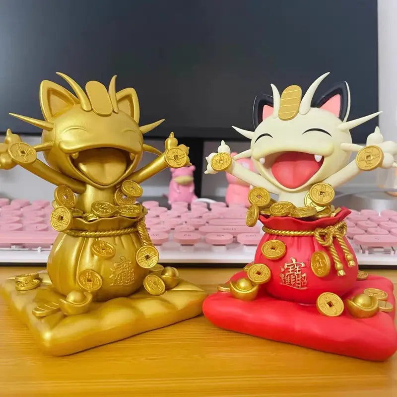 Miniature Rocket Team Meowth Figurine PVC Toy - Anime Lucky Cat Model