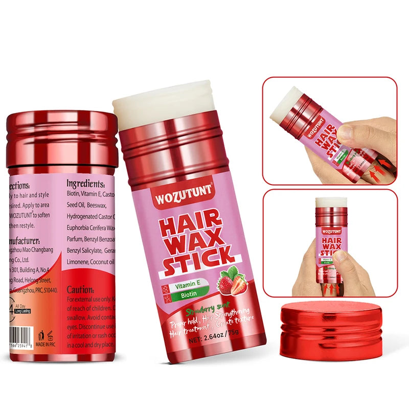 Hair Styling Wax Stick - Moisturizing Smoothing Solid Hair Pomade for Texture & Fixing