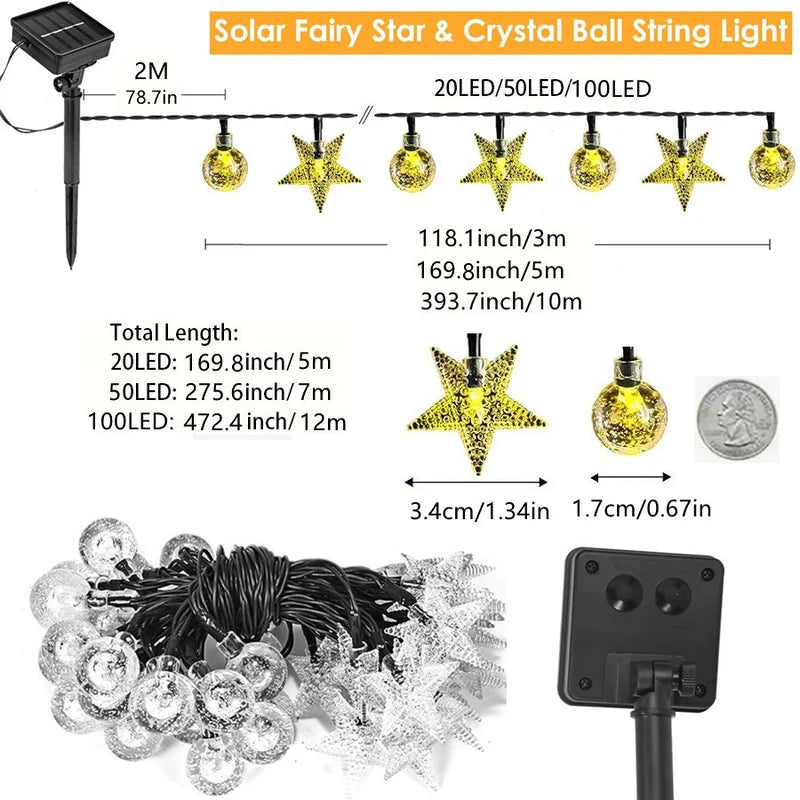 Outdoor Solar String Lights with 8 Modes for Holiday & Garden Decor