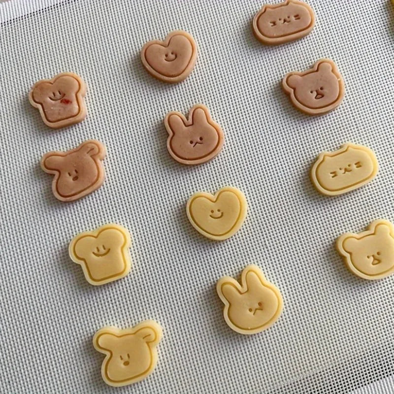 Mini Cartoon Animal Cookie Mold Set for Baking & Fondant - 6 Pcs