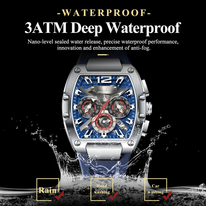 Men's Waterproof Luminous Chronograph Quartz Watch - Creative Silicone Design