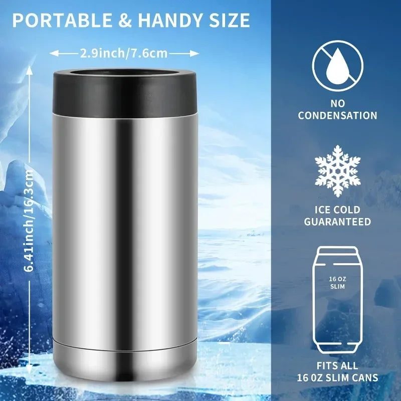 Double Wall Stainless Steel Insulated Can Cooler Bottle Holder - Keeps Drinks Cold