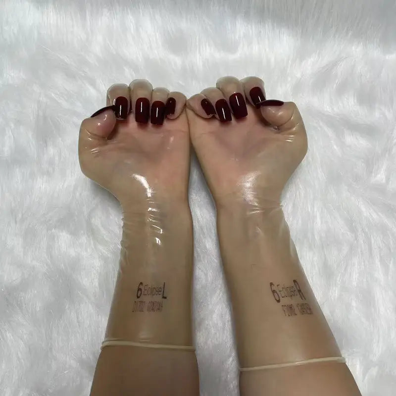 Thin Transparent Latex Gloves with Nails for Cross Dressing, Halloween & Photography