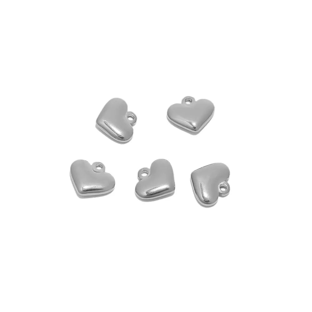 5Pcs Stainless Steel Heart Charms Pendants for Jewelry Making - Multiple Colors