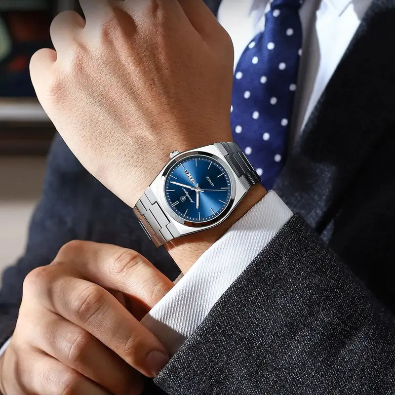Luxury Waterproof Men's Watch with Luminous Dial and Date Function