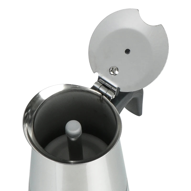 Stainless Steel Moka Coffee Maker - Stovetop Espresso Pot for 2/4/6/9 Cups