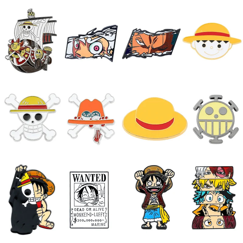 Anime Brooch Pins Set - Luffy Zoro Ace Sunny Go Matching Jewelry & Backpack Accessories