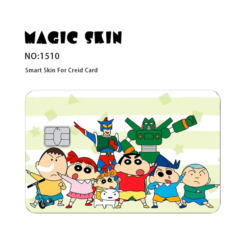 Kawaii Crayon Shin-Chan PVC Card Skin Tape Waterproof Scratch-Resistant Stickers