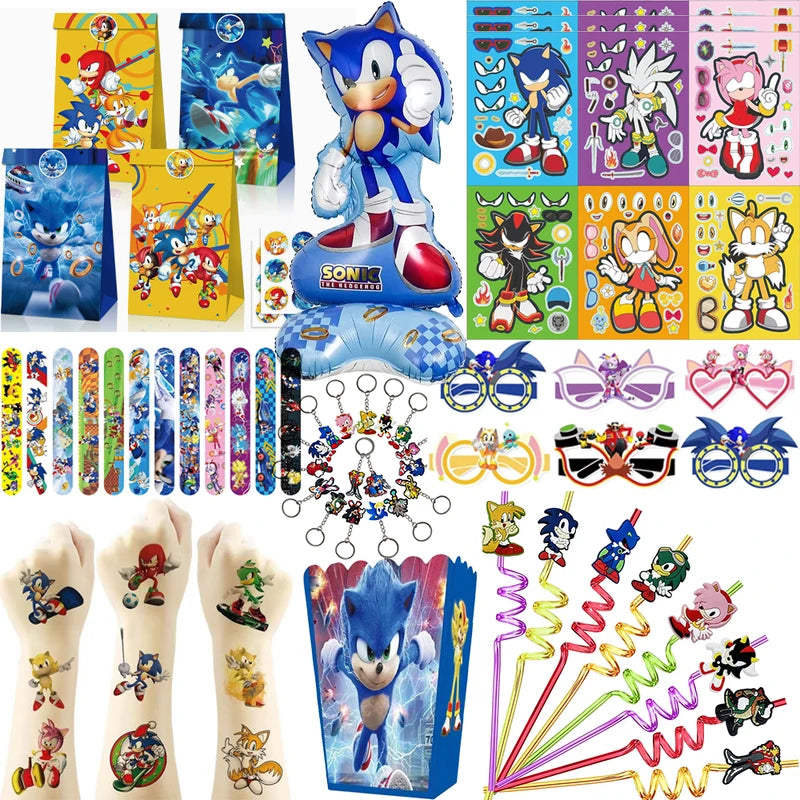 Party Supplies Sonic Birthday Theme Disposable Paper Plates Cups Utensils Set