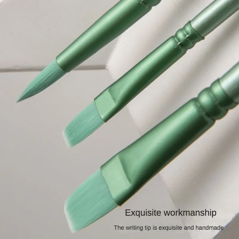 Watercolor Brush Set with Soft Nylon Bristles - Round, Flat, Pointed for Beginners