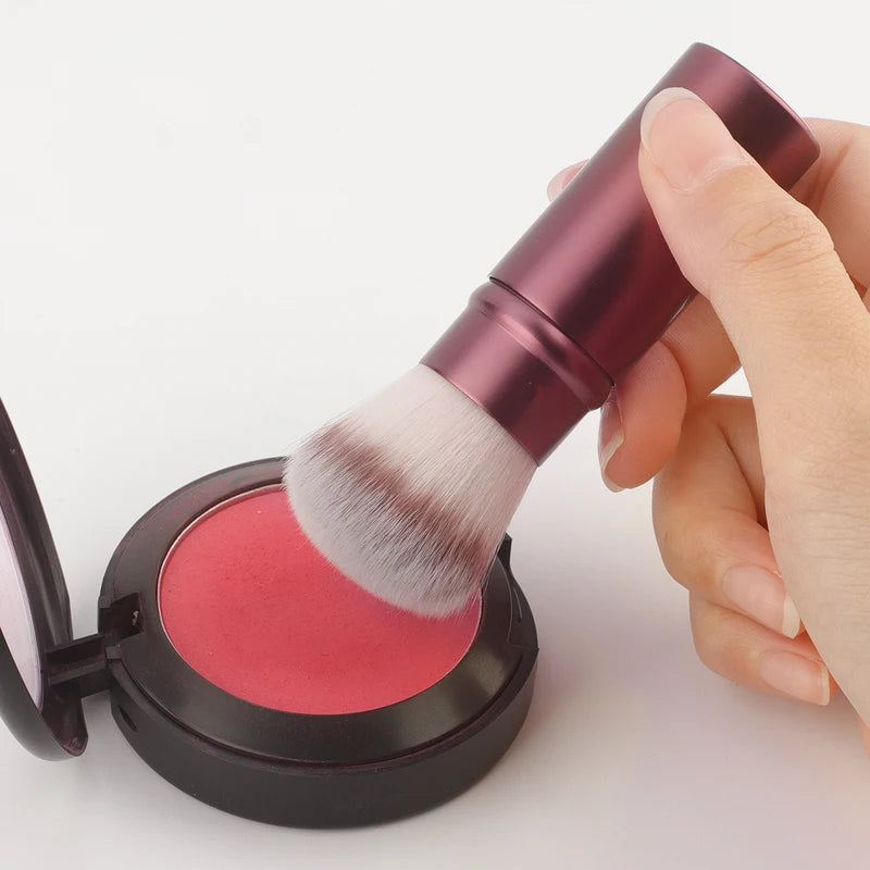 Retractable Makeup Brush Powder Blusher Mini Multi-Function Portable with Aluminum Handle