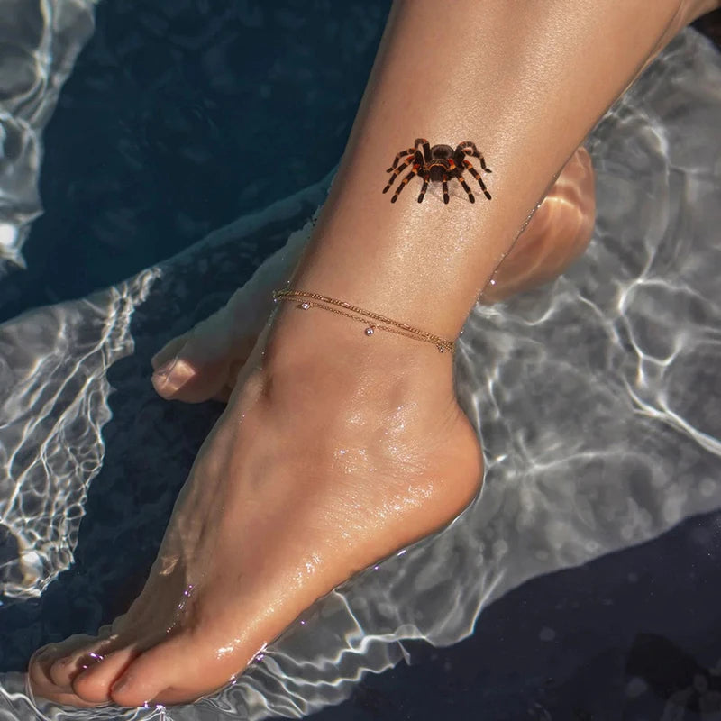 10PCS Waterproof Halloween Spider Temporary Tattoos for Body Art and Party Decorations