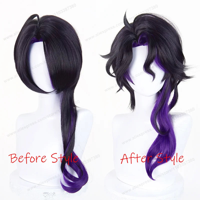 Cosplay Wig 52cm Long Synthetic Man Hair Fatui Halloween Heat Resistant Costume Wig