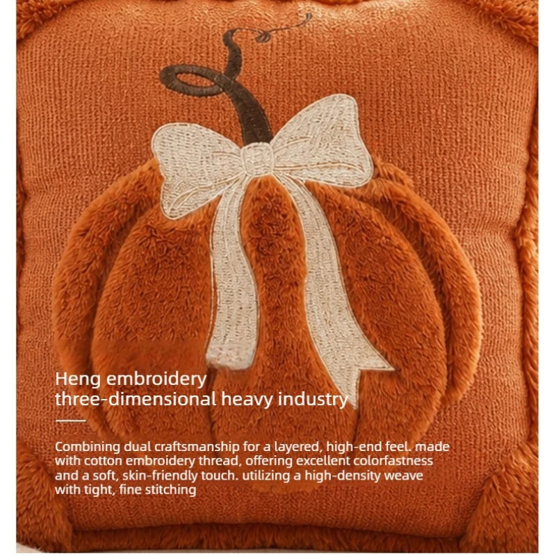 3D Plush Pumpkin Throw Pillow Cover - Fall Halloween Thanksgiving Sofa Decor