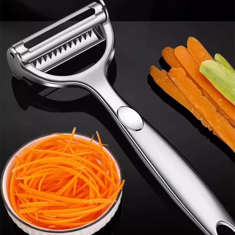 2in1 Stainless Steel Vegetable Peeler and Julienne Tool - Multi-function Kitchen Grater