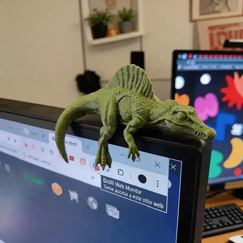 Sleeping T-Rex Monitor Topper Figurines 3D Printed Dinosaur Desk Decor