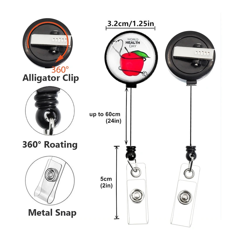 Retractable Badge Reel with Umbrella Display ID Card Holder for Staff