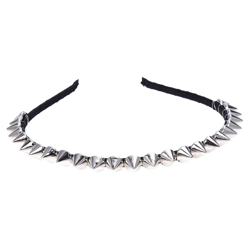 Metal Rivet Headband Punk Hair Accessory with Spike Studs for Women