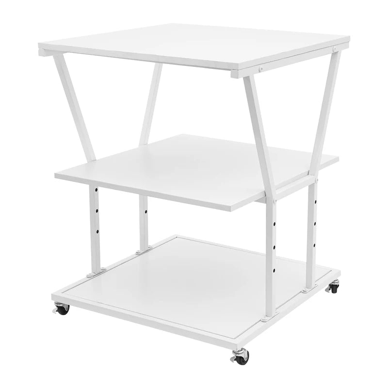 Adjustable 3-Tier Printer Stand with Locking Wheels - Home Office Storage Cart