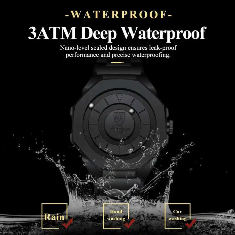 Men's Waterproof Stainless Steel Quartz Wristwatch - Business & Fashion Watch