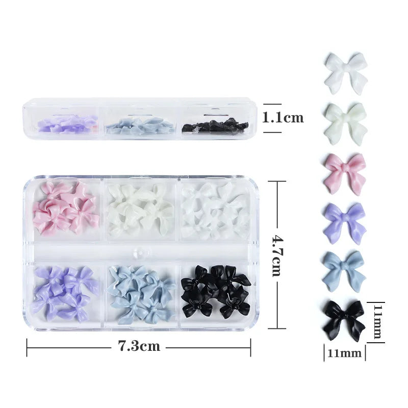 30pcs Kawaii Mini Bow Nail Art Decorations Matte Butterfly Charm DIY Resin Accessories