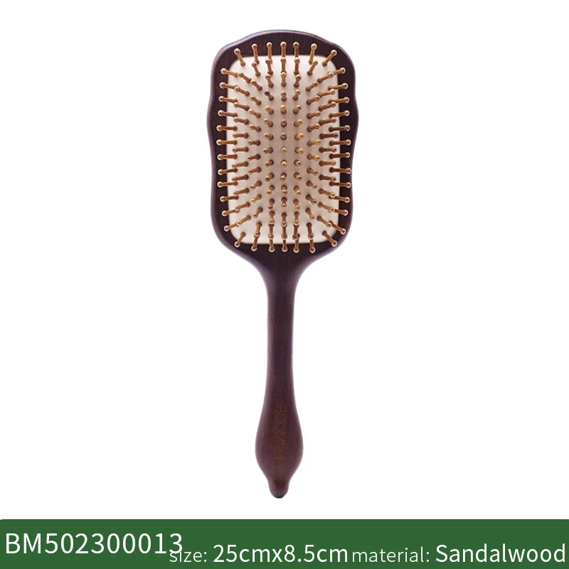 Detangling Wooden Hair Brush for Women - Wide Tooth Paddle Comb with Custom Name