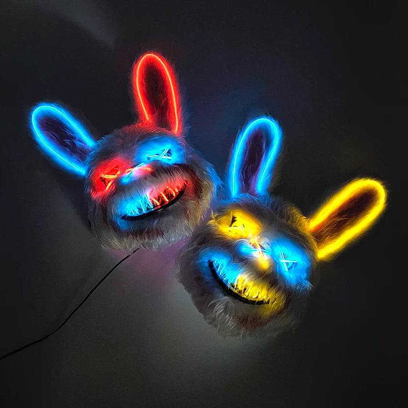 Glowing Halloween Horror Mask with Flashing Neon Light for Cosplay and Parties