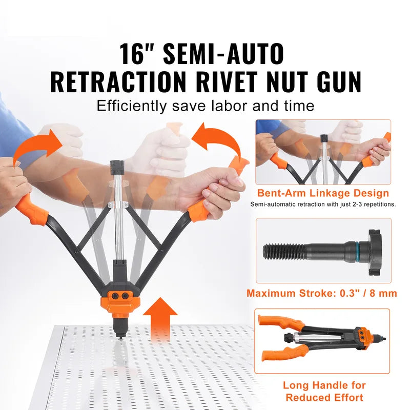 SucceBuy 14" 16" Rivet Nut Tool Rivnut Kit with Metric and SAE