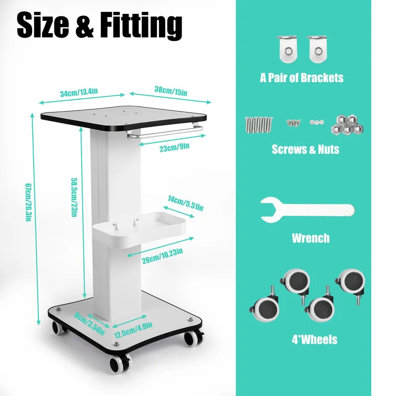 Salon Beauty Trolley Cart with Lockable Silent 360° Wheels & Large Storage