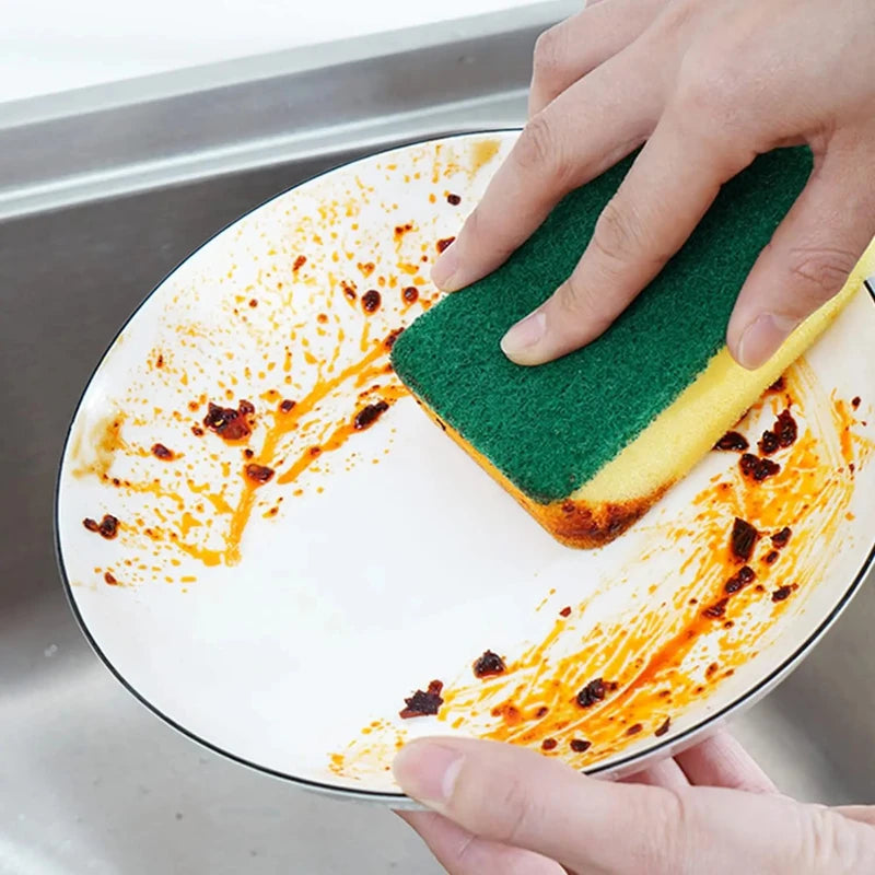 Heavy-Duty Double Sided Magic Sponge for Kitchen and Motorcycle Cleaning - Multi-Color Options